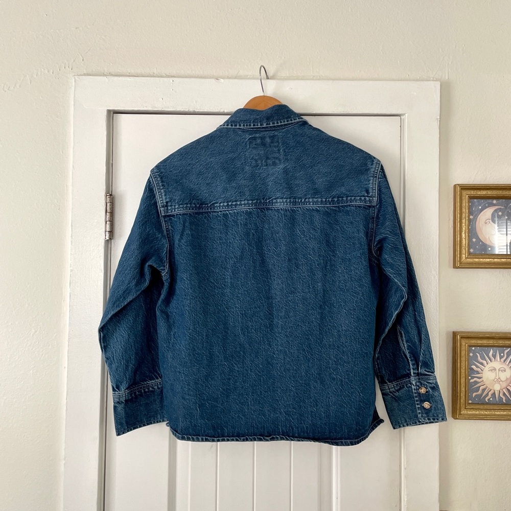 Abercrombie & Fitch Blue Denim Shirt Shacket Sz XS Oversized - Picture 4 of 6